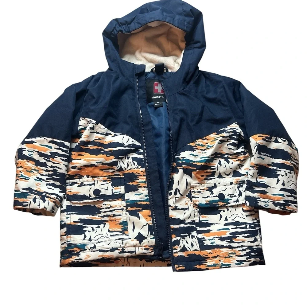 Swiss Tech Boys Winter Jacket – Mountain/Camo Print – Size 3T